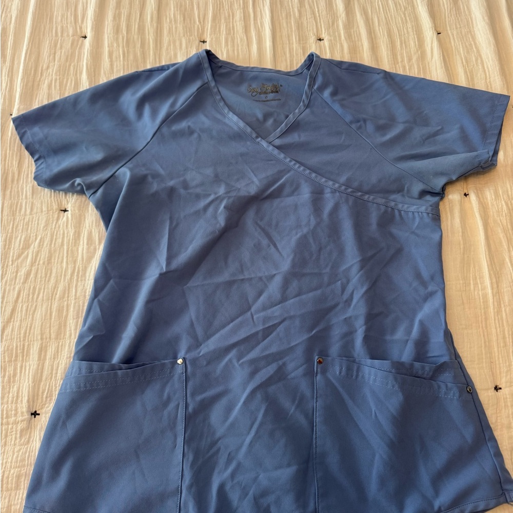 Blue Scrub Top with Pockets
